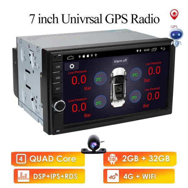 2 Din 7 ''Quad core Universal Android 10 2GB RAM Audio de coche Radio Estéreo navegación GPS WiFi 1024*600 pantalla táctil 2din USB mapa