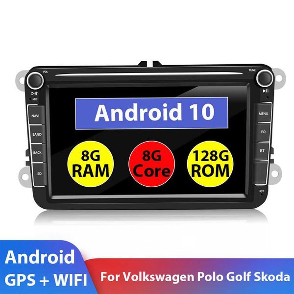 2 Din Android 10 8 128 GPS voiture lecteur multimédia voiture Autoradio Radio pour VW Volkswagen Golf Polo Passat b7 b6 leon Skoda279h