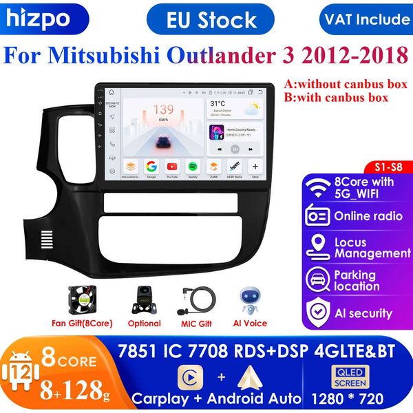 Reproductor de vídeo Multimedia 2 Din Android 12 para Mitsubishi Outlander 3 Xl 2012-2018 navegación GPS RDS 4G Carplay ESTÉREO