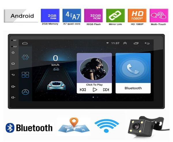 2 Din Android 91 Radio de coche navegación GPS 7quot 232G Universal Audio de coche estéreo reproductor MultimediaWiFI Bluetooth USB16765031
