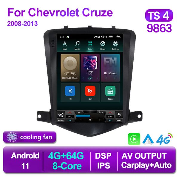 Lecteur multimédia dvd de voiture 2 Din Android 11 pour autoradio de Style Tesla pour Cruze J300 2008-2012 GPS 2din Carplay stéréo