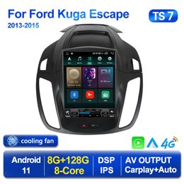 2 DIN CAR DVD Android 11 speler voor Tesla Style Radio voor Ford Kuga 2 Escape 3 2013-2016 Multimedia GPS 2Din CarPlay Stereo