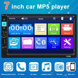 2 Din Car Radio 7 "Bluetooth Stéréo 2din Video Multimedia Player Autoradio Touch Screen Auto FM GPS Radio dans CarPlay