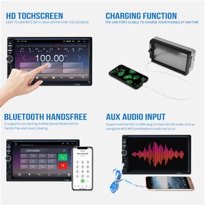 2 Din CARPLAY autoradio 7 pouces HD Autoradio lecteur multimédia 2DIN écran tactile MP5 radio bluetooth USB TF FM caméra