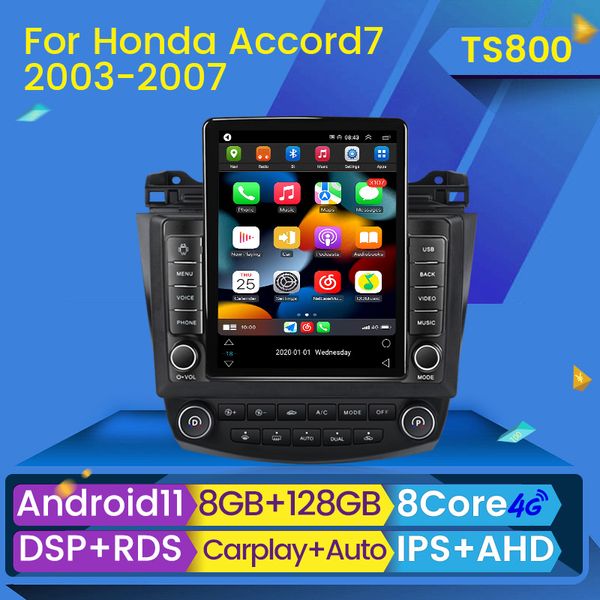 2 Din lecteur dvd de voiture multimédia Android Auto Radio pour Honda Accord 7 2003-2008 Tesla Style Carplay GPS Navigation 2din Autoradio