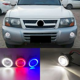 2 functies Auto LED DRL daglooplicht Car Angel Eyes Fog Lamp Foglight voor Mitsubishi Pajero V87 V97 2007 - 2014