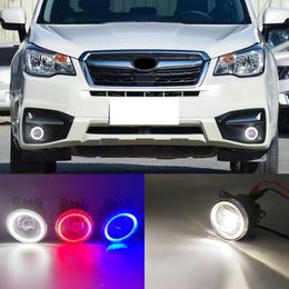 2 functies Auto LED DRL overdag hardlopen Licht Car Angel Eyes Fog Lamp Foglight voor Subaru Forester 2013-2018