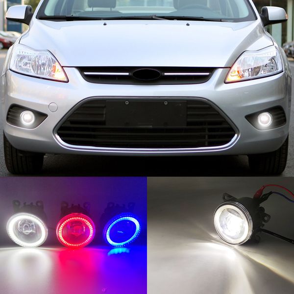 2 funciones para Ford Focus 2012 2013 2014 2015 Auto LED DRL Daytime Running Light Car Angel Eyes Luck Foglight