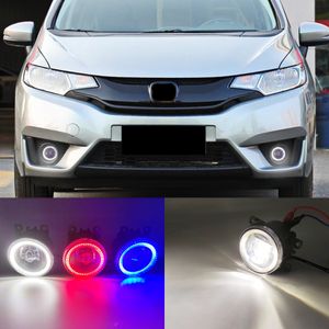 2 functies voor Honda Jazz Fit 2014 2015 2015 2017 Auto LED DRL DAG TIME Running Light Car Angel Eyes Fog Lamp Foglight