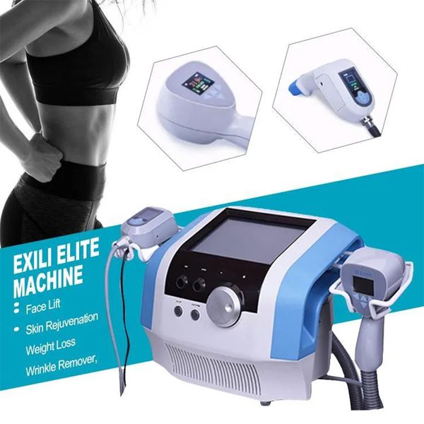 2 manijas 360 Exili Ultra estiramiento facial cuerpo adelgazamiento ultrasonido RF perder peso cuchillo de reducción de grasa eliminación de bolsas de ojos máquina de belleza