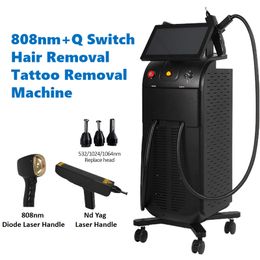 2 poignées laser épilateur détatouage machine 808nm diode laser épilateur rajeunissement de la peau Q Switch Nd Yag Laser pigment tache de rousseur équipement de beauté