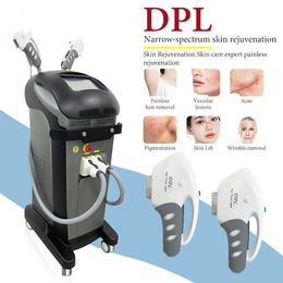 2 handgrepen Multifunctionele DPL Laser Huidverjonging Permanente ontharing Machine Gezichtslift