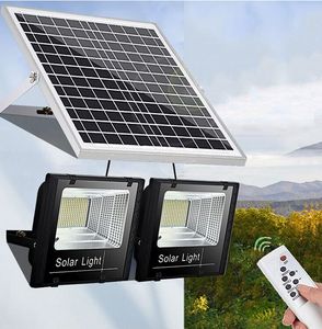 2 kopzoningen overstromingsverlichting Outdoor Solar Spotlights Garden Huis Remote Regeling Waterdichte LED's Lichte LED -wandlamp