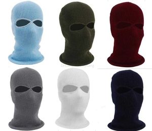 2 trous chauds masques en tricot Tactique chaud scraf Chapeaux hiver plus chaud masque de ski casquette couverture complète du cou cagoules tricotées crâne bonnet chapeau