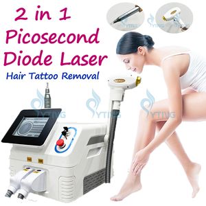 2 in 1 808nm diode laser nd yag machine haar tatoeage verwijdering huid verjongingspigmentatie