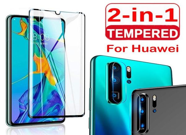 2 en 1 9d Couverture complète Écran en verre trempé et protection contre l'objectif de la caméra pour Huawei P Smart 2019 P30 Lite Pro Mate 20lite P30pro4367919