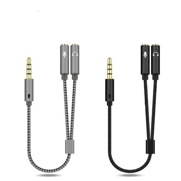 2 en 1 cable de división de audio para la toma de computadora 3.5 mm 1 macho a 2 micrófono femenino divisor aux cable auricular cables adaptadores de divisor