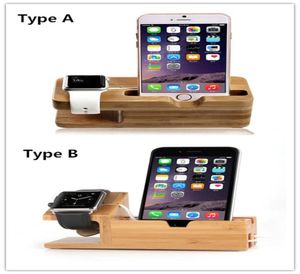 2 in 1 Bamboe Houten Desktop Oplaaddock Stand voor iPhone Telefoon Standhouder Laadstation voor Watch8897953