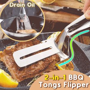 2-in-1 Barbecue Salade Voedsel Clip BBQ Tang Spalk Roestvrijstalen Clip Brood Clip Maaltijd Steak Keuken Multifunctionele Grill Gereedschap