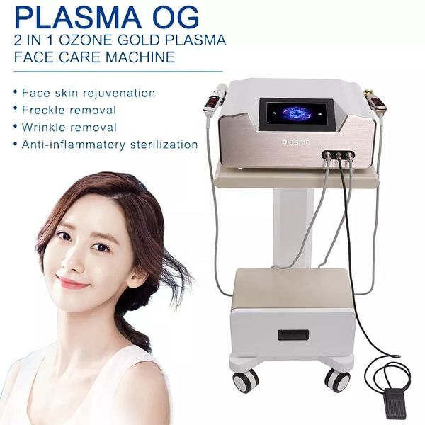 Équipement de beauté 2 en 1 Machine de levage du visage Resserrement de la peau à l'ozone Enlèvement des taches de rousseur Stylo plasma fibroblaste Dispositif anti-âge Lifting du visage avec deux poignées à vendre