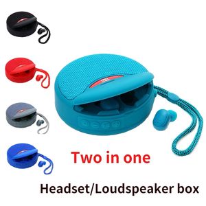 2 in 1 Bluetooth-luidspreker en draadloze headset Mini-geluidsbox voor buiten Sportluidsprekers Oortelefoon met microfoon voor Iphone Samsung Huawei Smartphone