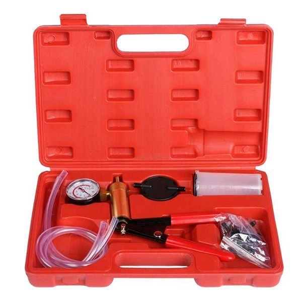 Freeshipping 2 en 1 Kit de herramientas de bomba de vacío manual con purga de líquido de frenos con caja Uwews