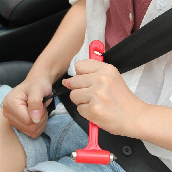 2 en 1 voiture Auto-assistance Échappement Hammer Multifinection Universal Car Tool Emergency Evente Escape Tool Car Hammer Red