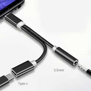 2 in 1 oplader en audio-type C Oortelefoon Hoofdtelefoon Adapter Connector 3.5mm AUX Jack voor Samsung S8 Xiaomi
