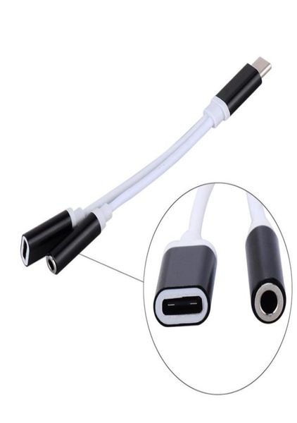 2 en 1 Chargeur et O Typec Eitphone Headphone USBC Jack Adapter Connecteur Câble à 35 mm AUX pour smartphone iPhone S1332278