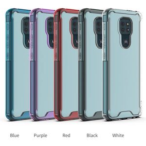 2 en 1 Fundas de teléfono de acrílico transparente TPU Airbag a prueba de golpes para MOTO E6 E7 E5 Play Go G7 G8 Power Lite G6 Z3 P30 G Stylus 5G E6S G9 Plus One Fusion