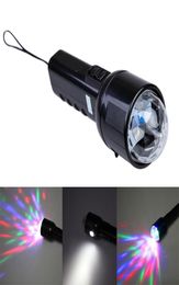 2 In 1 kleurrijke 3W LED RGB -podium lichte zaklamp toorts toorts dual use disco feestclub vakantie kerst laser projector lamp flashligh2826867
