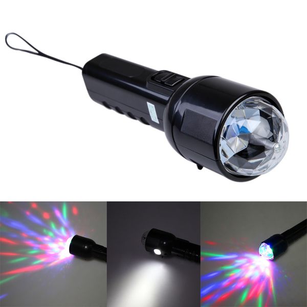 2 en 1 colorido 3W LED RGB etapa luz linterna antorcha doble uso discoteca fiesta Club vacaciones Navidad láser proyector lámpara linterna