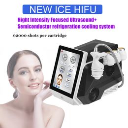 2 EN 1 cryoskin HIFU Lifting du visage amincissant d'autres équipements de beauté Machine de raffermissement de la peau à ultrasons focalisés de haute intensité 9 têtes Garantie de deux ans