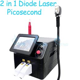 Máquina de depilación láser de diodo 2 en 1, depiladora láser, rejuvenecimiento de la piel, picosegundo, interruptor Q, eliminación de tatuajes con láser Nd Yag, pigmentación