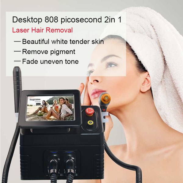 2 en 1 Diode Laser Hair Removal Machine Picosecond Laser Tattoo Removal Laser Beauty Equipment