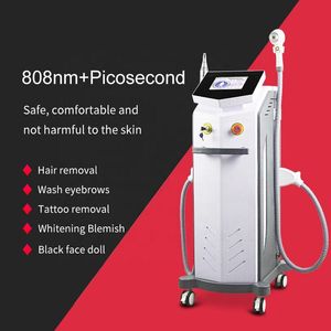 2 en 1 Diode Laser Hair Removal Rajeunissement de la peau Détatouage Picoseconde 755 808 1064 Diode Laser 808nm Hair Tattoo Removal Machine