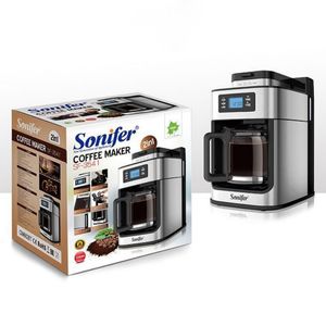 2 en 1 Máquina de café por goteo Cafetera automática Pantalla digital Molinillo Recién molido Estilo europeo Café expreso Té Leche Sala de oficina Cafetera DHL