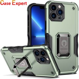 Étuis de téléphone antichoc à armure antidérapante double couche avec support d'anneau pour iPhone 15 Pro Max Samsung S24 Ultra Moto G 5G G52 E32 Google Pixel 7 2 en 1 Couverture arrière en PC rigide en TPU souple