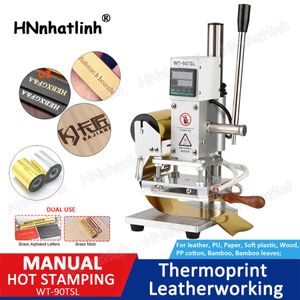 2 In 1 Dual Purpose logo en messing alfabet letters Hot Foil Stamping Machine lederen stempel Emboss Press Tool Logo Aangepast Digitale PVC -kaart Boek papier Heat Press Machine