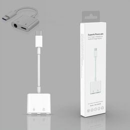 2 en 1 Dual Type-C DAC Jack Adaptador de auriculares para Samsung S20 note10 Huawei xiaomi LG USB-C Tipo C a 3.5 mm AUX Audio Auriculares Splitter Convertidor de carga con caja al por menor