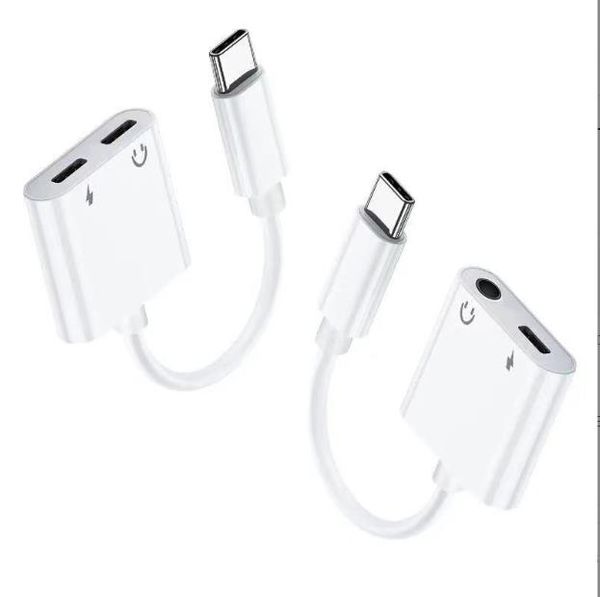 Adaptateur d'écouteurs 2 en 1 double type-c DAC Jack pour Samsung S21 Ultra S20 note 20 plus Huawei USB-C Type C à 3,5 mm AUX Casque Audio Splitter Convertisseur de charge Sac d'opp