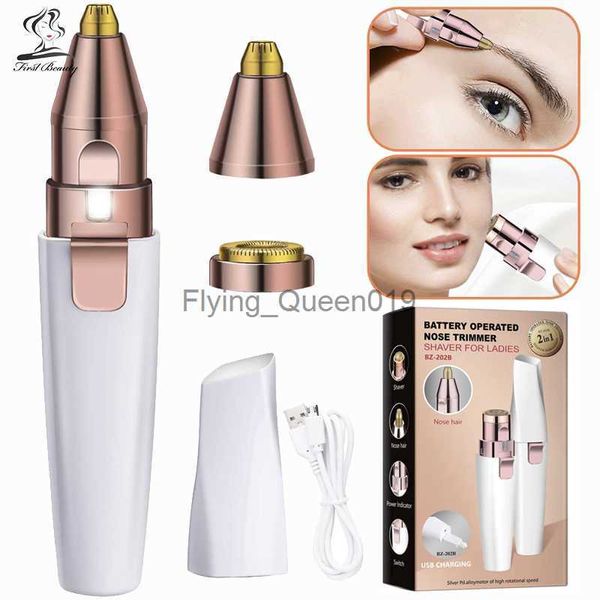 2 en 1 électrique sourcil tondeuse indolore sourcils épilateur pour femmes maquillage mini rasoirs portable épilation du visage rasoir outil HKD230825