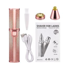 2 In 1 elektrische wenkbrauw trimmer USB -epilator haarverwijderaar voor vrouwen make -upgereedschappen dermaplaning scheerschas wenkbrauw scheermes 240321