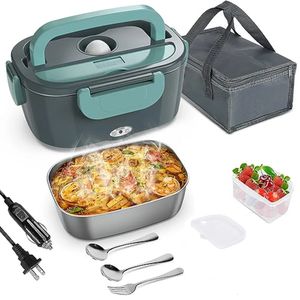 2-in-1 elektrische verwarming lunchbox auto thuis 12V 220 / 110V draagbare roestvrijstalen voering Bento lunchbox voedselcontainer Bento Box 240118