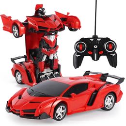 2 In 1 Electric RC Children Boys Toys Outdoor Remote Control Sport Deformation Car Robots Model speelgoed 220628