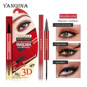 Mascara Eyeliner 2 en 1, durable, imperméable, ne tache pas, séchage rapide, lisse, noir mat, liquide, stylo, maquillage pour les yeux, cosmétique