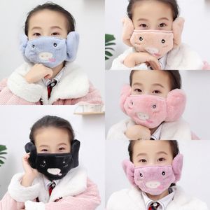 2 en 1 mascarillas faciales más calentador de la oreja máscara navideña a prueba de polvo de la máscara de oreja caliente fría para niños máscaras protectoras para el año.