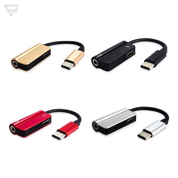 Cargador rápido 2 en 1 USB tipo C a adaptadores de audio de 3,5 mm Convertidor Cable Jack Divisor de carga de auriculares