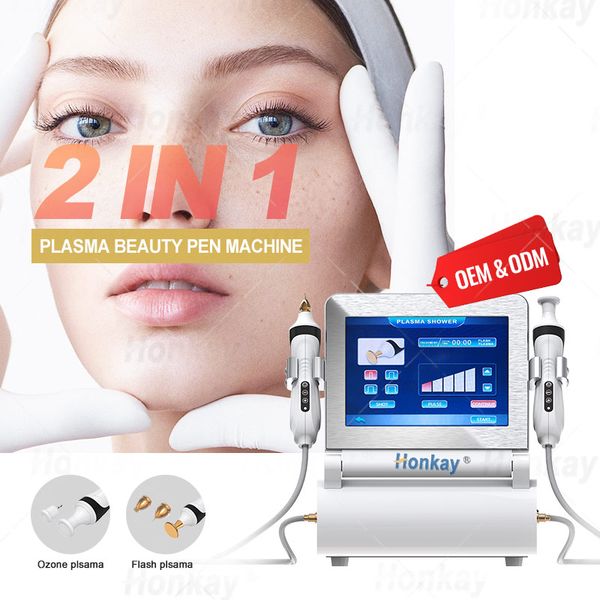 Machine de douche de stylo de Plasma froid d'ozone de fibroblaste 2 en 1 pour l'ascenseur de paupière dispositif de stylo de Plasma d'élimination de taupe de tache de rousseur