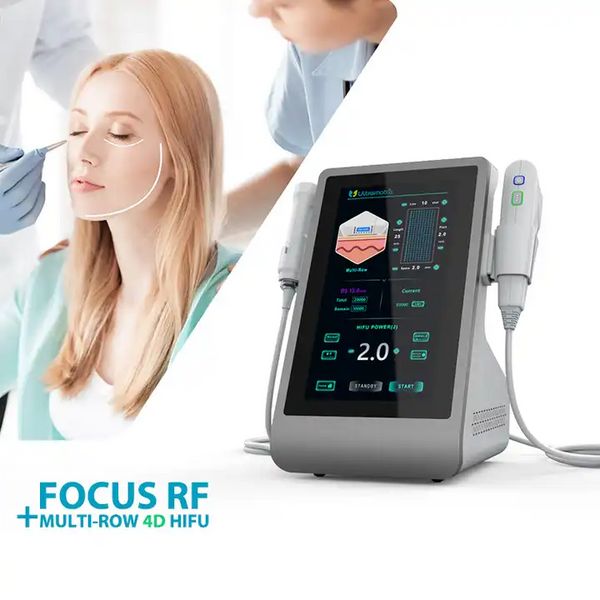 Máquina de estiramiento facial 2 en 1 RF enfocada de alta intensidad con ultrasonido enfocado 3D 4D Hifu para reafirmar la piel y eliminar arrugas